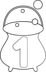 Halloween cauldron with a number  1 for decoration.