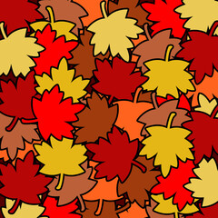 Background of maple leaves of different colors falling