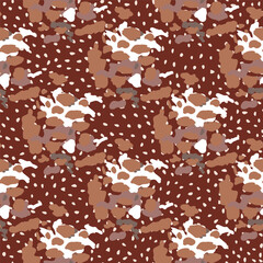 Creative abstract leopard skin seamless pattern. Textured camouflage background. Trendy animal fur wallpaper.
