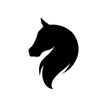Unicorn head silhouette. Hand drawn Vector illustration. Magic animal profile.