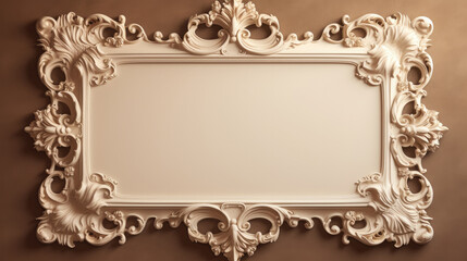 An empty antique frame against a dark background. Space for a painting, Generative AI