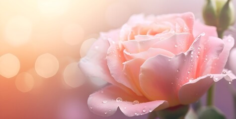 Pink Roses Flowers on light pink background. soft filter.