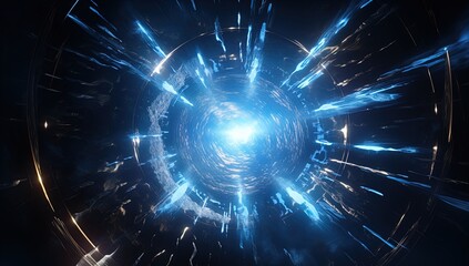 Fototapeta premium A blue energy portal in space. Great for stories on sci-fi, space opera, interstellar travel, time travel and more. 