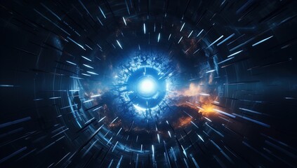 Fototapeta premium A blue energy portal in space. Great for stories on sci-fi, space opera, interstellar travel, time travel and more. 