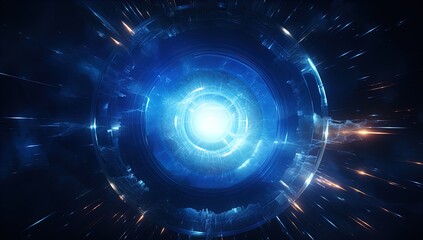 Obraz premium A blue energy portal in space. Great for stories on sci-fi, space opera, interstellar travel, time travel and more. 