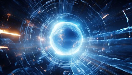 Obraz premium A blue energy portal in space. Great for stories on sci-fi, space opera, interstellar travel, time travel and more. 