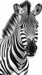Fototapeta na wymiar Photo of a black and white zebra in A Studio on a white background - created with Generative AI technology