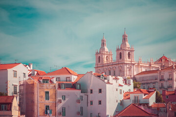 Fototapeta premium Lisbon, Portugal from the cabin of a cruise ship