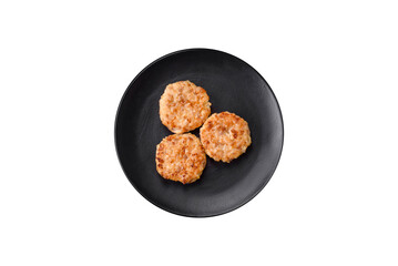 Delicious fresh cutlets or meatballs with spices, herbs and tomato sauce