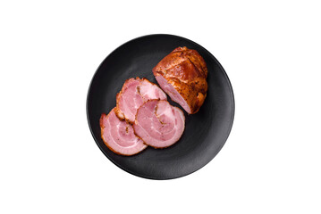 Delicious fresh baked meat roll with spices and herbs