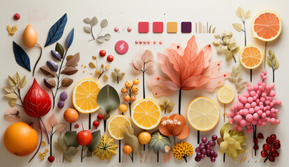 late leaves, orange, lemon, colorful, illustration, background