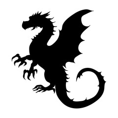 Naklejka premium Dragon silhouette, mythological creatures. Vector isolated on white background