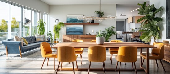 cosy comfort dining room in contemporary natural color scheme concept design house beautiful design mockup template showcase room interior background ideas