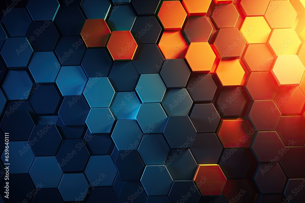 Poster abstract 3d rendering of hexagon background. creative design concept. abstract background with hexag
