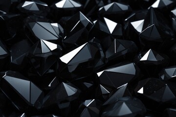 3d rendering of a group of diamond in black and white background, abstract black crystal background, AI Generated