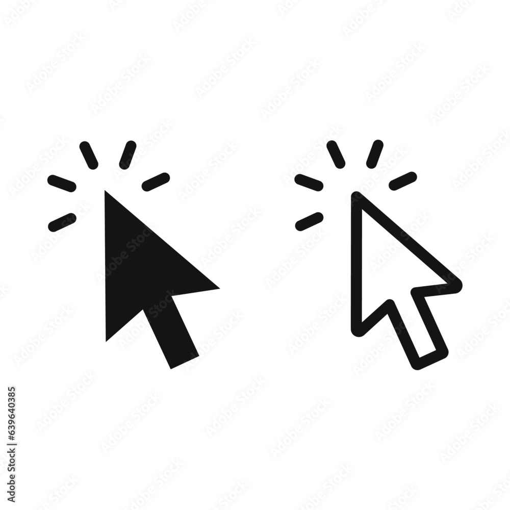 Poster pointer cursor сomputer mouse icon. cursor vector icon. cursor filled and lined icon. click arrow.