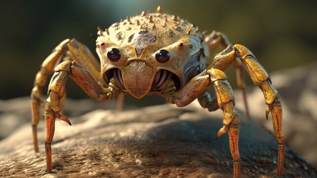a spider like donkey crab with soulless eyes rendered.Generative AI