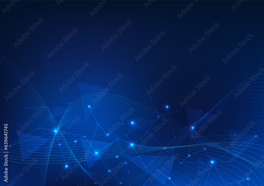 Poster technology background use geometric shapes to design. by adding overlapping waves with attractive el