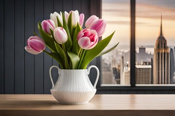 tulips in vase GENERATED BY AI TOOL