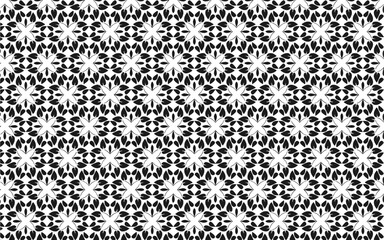 black and white floral flourish seamless pattern background design. beautiful geometric ornament repeat design of floral pattern wallpaper.