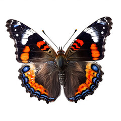 Papillon Vulcain (Vanessa atalanta) avec transparence, sans background