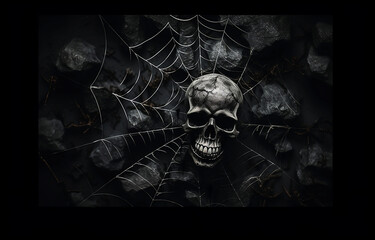 skull with spiderweb background