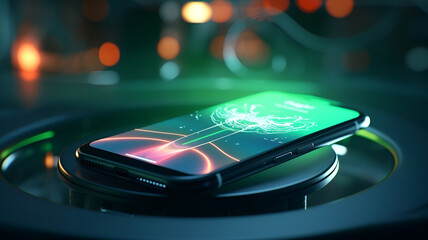 smartphone on wireless charging, generated by AI