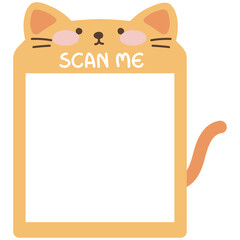 Cute cat. Scan me QR code template. QR code frame illustration for mobile apps, payment apps and more. © NumbleRay