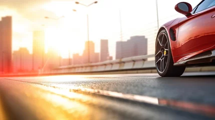 Foto op Plexiglas Speed car racing track city street circuit dramatic background © arhendrix