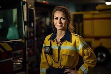 Caucasian Woman Paramedic Backdrop Attractive Generative AI