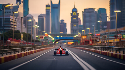Speed car racing track city street circuit dramatic background