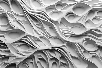 Generative AI Illustration of White Background with Wave and Sponge Shaped Texture