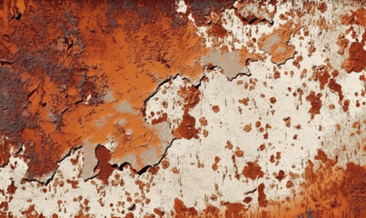Grunge rusty metal background. Orange brown stone wallpaper. For banner, postcard, book illustration. Created with generative AI tools