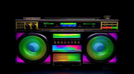 Obraz premium Old radio, music sound media technology, classic vintage style speaker