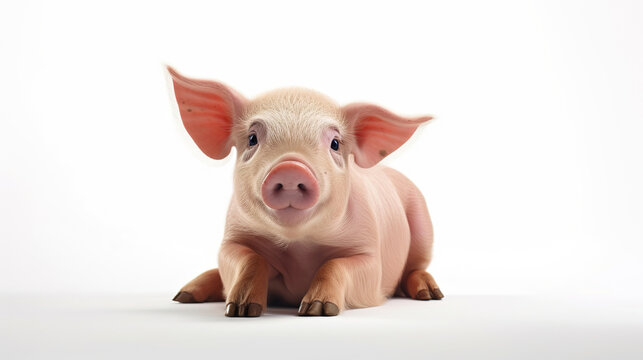 A cute pig on white background