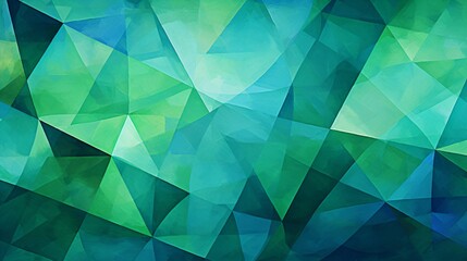 Fototapeta premium arrière plan graphique et géométrique fait de formes triangulaire, couleurs et nuance bleu, vert, jaune, illustration ia générative