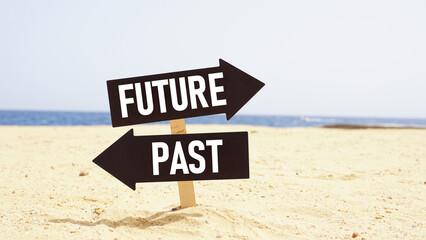 Past or future are shown using the text
