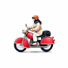 Fototapeta premium A cute fat cat helmet riding a motorcycle watercolor sketch Grunge style generative ai illustration art