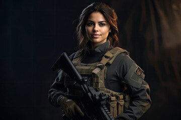 Fototapeta na wymiar Caucasian Female Soldier Background Very Attractive Generative AI
