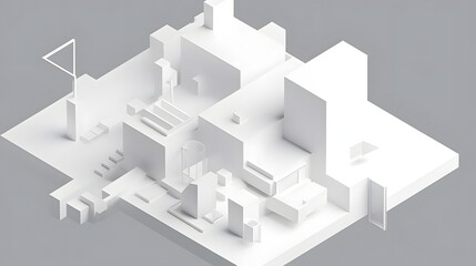 White Paper cut art, folded geometric shapes, abstract background