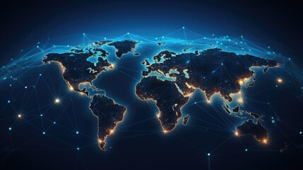 Naklejka premium Connectivity through world world map networking technology illustration