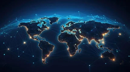 Deurstickers Connectivity through world world map networking technology illustration © ransigodage