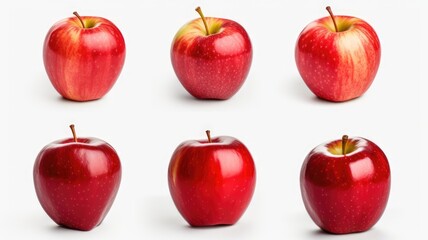 set red apple fruit isolated white background