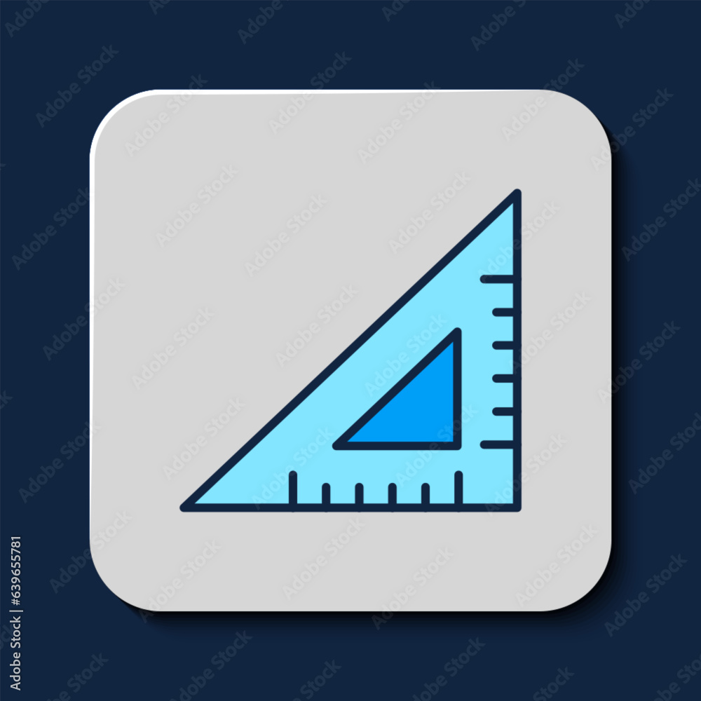 Canvas Prints filled outline triangular ruler icon isolated on blue background. straightedge symbol. geometric sym