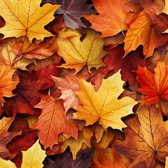 Naklejka na ściany i meble hojas de árboles en otoño con variedad de colores anaranjados, violetas y marrones