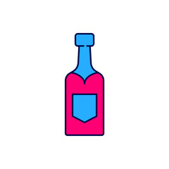 Filled outline Champagne bottle icon isolated on white background. Vector