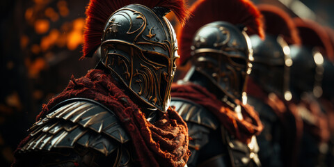 Fototapeta na wymiar Spartan warriors going for war.