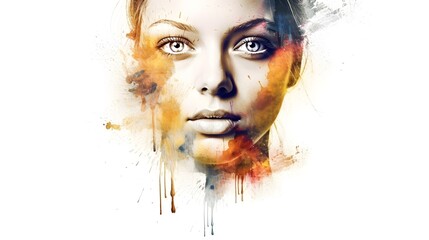 Illustration in a watercolor style, portrait of a fictional young woman. Female avatar for social networks.