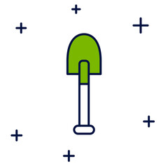Filled outline Shovel icon isolated on white background. Gardening tool. Tool for horticulture, agriculture, farming. Vector