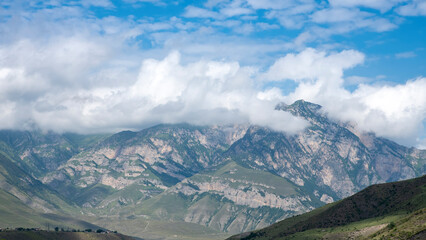 Landscapes of the Caucasian mountains from the headwaters of the Dzheyrakh gorge